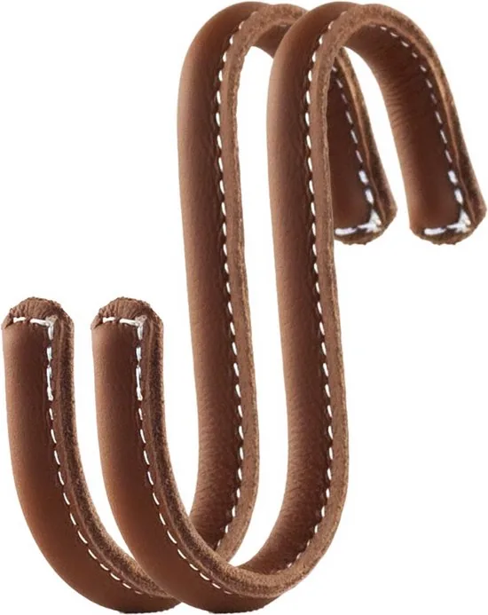 Brute Strength - Leren S-haken - Cognac - 2 stuks - Kledinghaak - Leer - Afbeelding 1