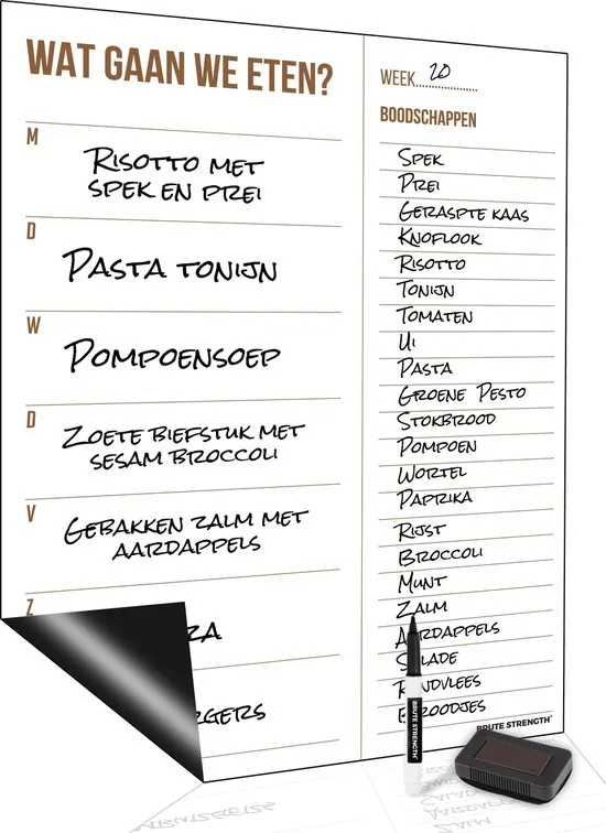 Brute Strength - Magnetisch Weekplanner whiteboard (16) -A3 - Boodschappenlijst - Planbord - Familieplanner - Maaltijdplanner - To Do Planner - Afbeelding 1