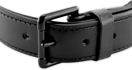 Brute Strength - Luxe leren halsband hond - Zwart met zwarte stiksels - XL - (56 - 63) x 3,5 cm thumbnail 7