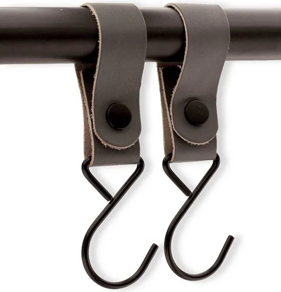 Brute Strength - Multifunctionele Haak Met Lederen Lus - Grijs - 6 stuks - Kapstokhaak - Kampeerhaak - Leer thumbnail 4