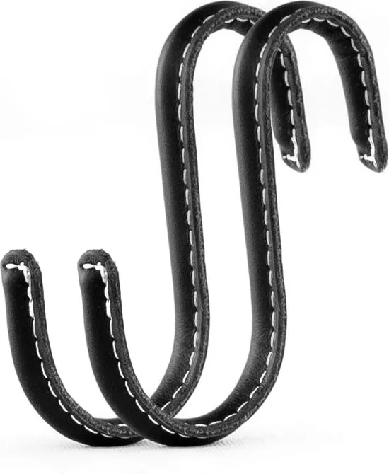 Brute Strength - Leren S-haken - Zwart - 2 stuks - Kledinghaak - Leer - Afbeelding 1