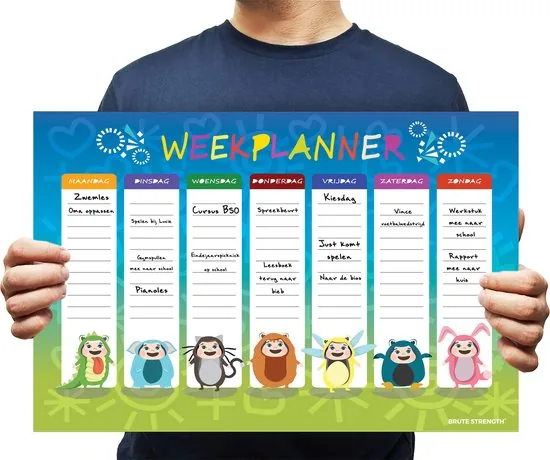 Brute Strength - Magnetisch Weekplanner whiteboard (9) - 53 x 34 cm - Planbord - Familieplanner - Gezinsplanner - To Do Planner thumbnail 2
