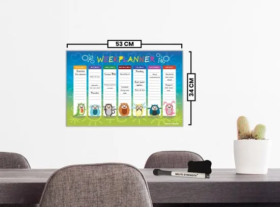 Brute Strength - Magnetisch Weekplanner whiteboard (9) - 53 x 34 cm - Planbord - Familieplanner - Gezinsplanner - To Do Planner thumbnail 3