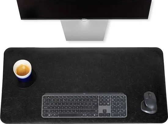 Brute Strength - Luxe Bureau Onderlegger Kunstleer - Zwart - Ronde hoeken - Bureau Organizer - 80x40 cm - Bureaumat thumbnail 1