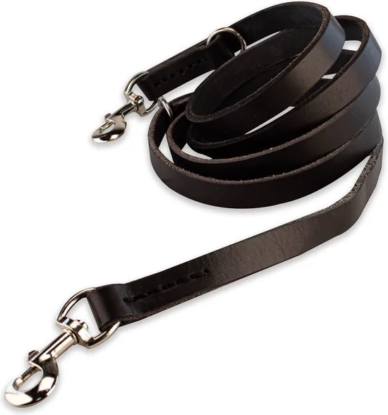 Multifunctionele Hondenriem - 220cm - Zwart - leren hondenriem - 100% volnerfleer thumbnail 2