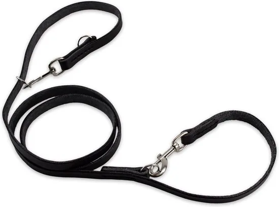 Multifunctionele Hondenriem - 220cm - Zwart - leren hondenriem - 100% volnerfleer thumbnail 8