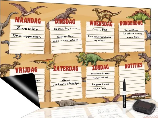 Brute Strength - Magnetisch Weekplanner whiteboard (27) - A3 - Planbord - Dagplanner kind - To Do Planner kinderen - Afbeelding 1