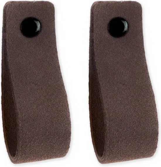 Leren handgrepen van zacht suede - Grijs - 6 stuks - 16,5 x 2,5 cm - incl. 3 kleuren schroeven - Handgrepen leer - Leren meubelgreep thumbnail 11