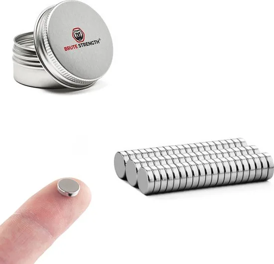 Brute Strength - Super sterke magneten - Rond - 8 x 2 mm - 60 Stuks - Neodymium magneet sterk - Magneten koelkast - Afbeelding 1