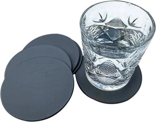 Brute Strength - Onderzetters voor glazen - Leer - Grijs - Rond - 14 stuks - Grijze leren onderzetters thumbnail 6