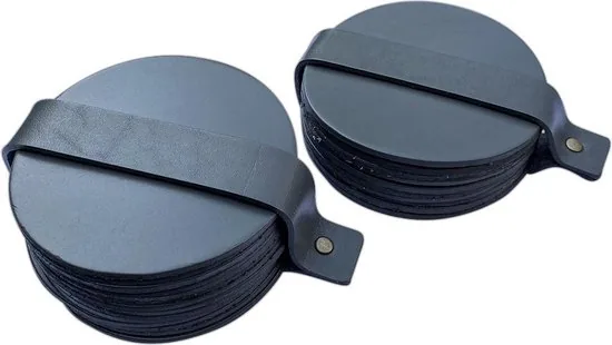 Brute Strength - Onderzetters voor glazen - Leer - Grijs - Rond - 14 stuks - Grijze leren onderzetters thumbnail 8