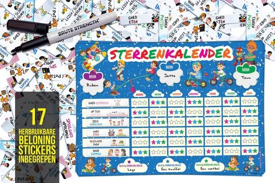 Brute Strength - Magnetisch Beloningssysteem (45) - A3 - Beloningskalender - Planborden - Weekplanner kind - Zindelijkheidstraining thumbnail 5