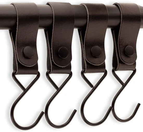 Brute Strength - Multifunctionele Haak Met Lederen Lus - Zwart - 4 stuks - Kapstokhaak - Kampeerhaak - Leer thumbnail 3