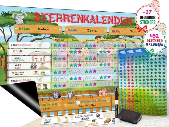 Brute Strength - Magnetisch Beloningssysteem (64) - A3 - Beloningskalender - Planborden - Weekplanner kind - Zindelijkheidstraining - Afbeelding 1