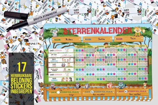 Brute Strength - Magnetisch Beloningssysteem (64) - A3 - Beloningskalender - Planborden - Weekplanner kind - Zindelijkheidstraining thumbnail 2