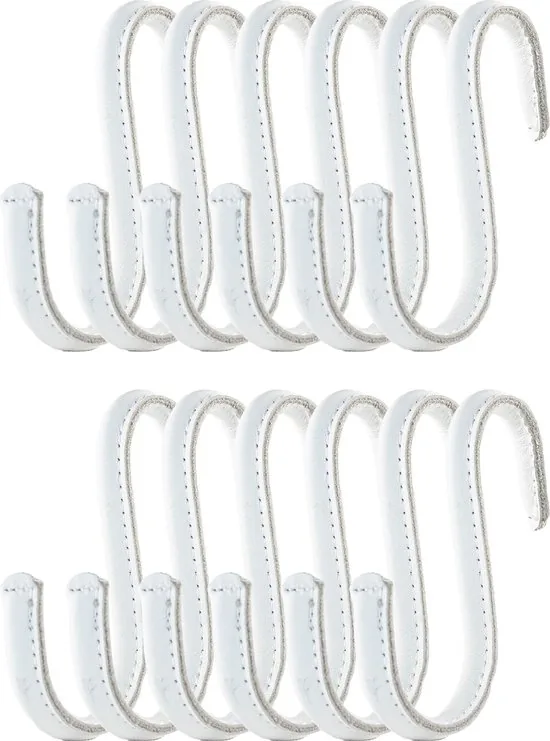 Brute Strength - Leren S-haken - Wit met witte stiksels - 12 stuks - Kledinghaak - Leer - Afbeelding 1
