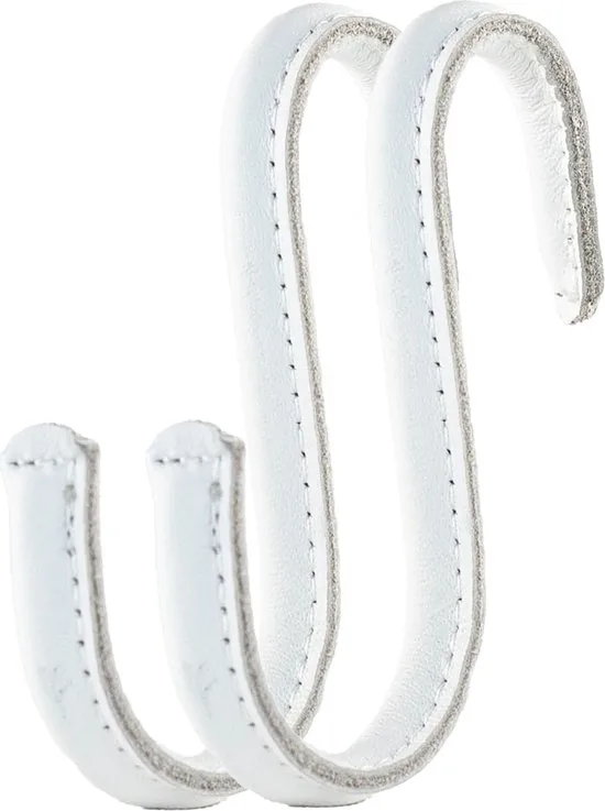 Brute Strength - Leren S-haken - Wit met witte stiksels - 12 stuks - Kledinghaak - Leer thumbnail 8
