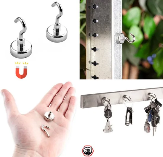 Brute Strength - Super sterke magnetische ophanghaakjes - 20 mm - 10 stuks - Ophanghaken - Magneet haakjes sterk - Haak magneten thumbnail 6