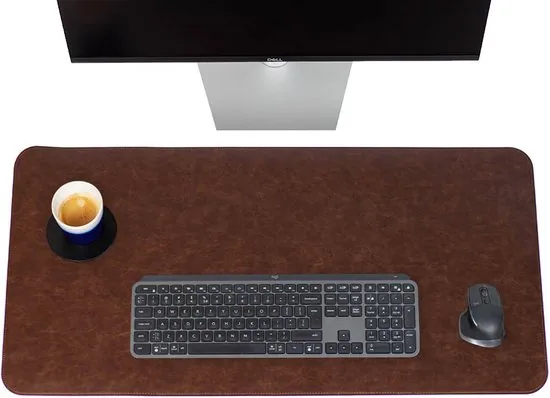 Brute Strength - Luxe Bureau Onderlegger Kunstleer - Cognac - ronde hoeken Bureau Organizer - 80x40 cm - Bureaumat - Kantoor accessoires thumbnail 1