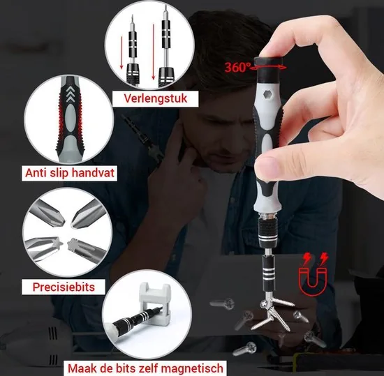 Brute Strength - 138 delige Precisie Schroevendraaierset Magnetisch - Universeel - Gereedschapset - Schroevendraaiers - Bitset met Torx thumbnail 4