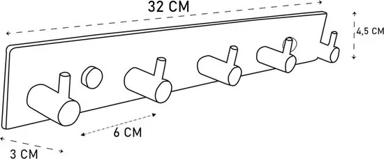 Brute Strength - RVS Kapstok - 5 haken - 32 cm - Mat Zwart - Wandkapstok industrieel - Hangend Design Muurkapstok thumbnail 5