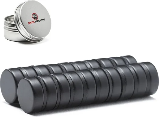 Brute Strength - Super sterke magneten - Rond - 15 x 5 mm - 20 Stuks - Zwarte magneten - Neodymium magneet sterk - Afbeelding 1
