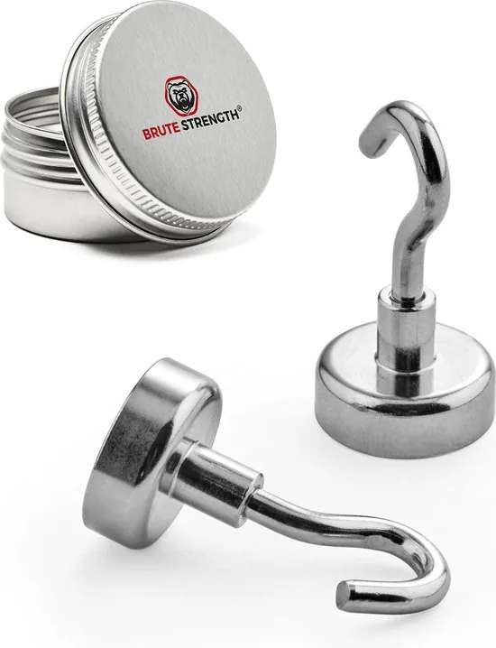 Brute Strength - Super sterke magnetische ophanghaakjes - 20 mm - 2 stuks - Ophanghaken - Magneet haakjes sterk - Haak magneten - Afbeelding 1