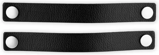 Leren handgrepen - Zwart - 2 stuks - 25 x 3 cm - incl. 3 kleuren schroeven per leren handgreep - Handgrepen leer - Leren meubelgreep - Afbeelding 1