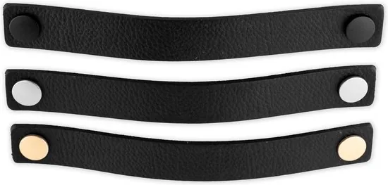 Leren handgrepen - Zwart - 2 stuks - 25 x 3 cm - incl. 3 kleuren schroeven per leren handgreep - Handgrepen leer - Leren meubelgreep thumbnail 4