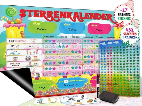 Brute Strength - Magnetisch Beloningssysteem (62) - A3 - Beloningskalender - Planborden - Weekplanner kind - Zindelijkheidstraining - Afbeelding 1