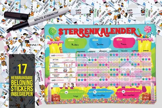 Brute Strength - Magnetisch Beloningssysteem (62) - A3 - Beloningskalender - Planborden - Weekplanner kind - Zindelijkheidstraining thumbnail 2