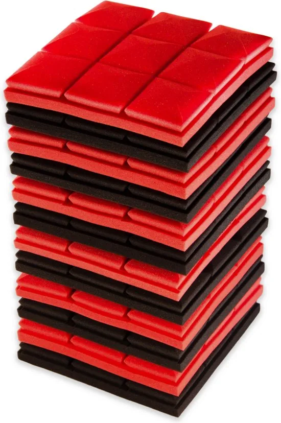 Brute Strength - Isolatieplaten - Inclusief zelfklevende tape - 30x30x5 cm - Mushroom - 12 stuks Zwart Rood - Geluidsisolatie thumbnail 4