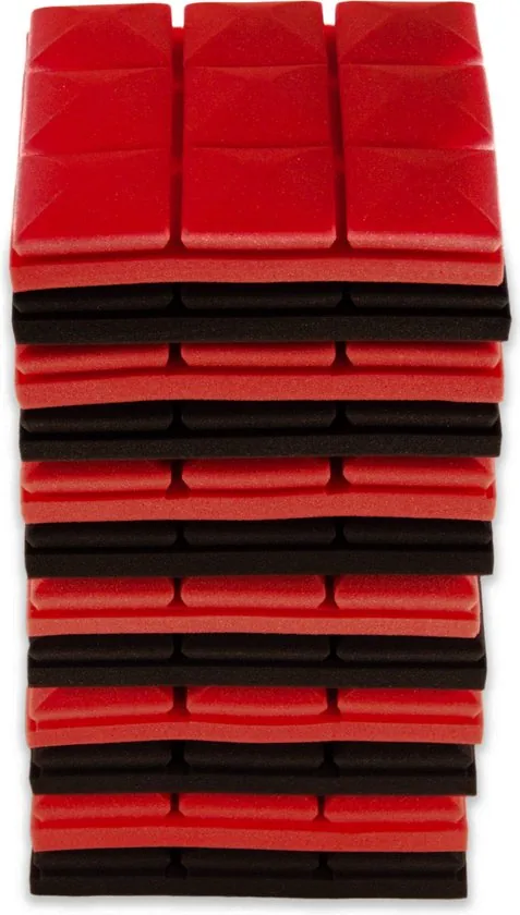 Brute Strength - Isolatieplaten - Inclusief zelfklevende tape - 30x30x5 cm - Mushroom - 12 stuks Zwart Rood - Geluidsisolatie thumbnail 5