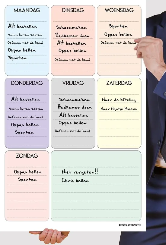 Brute Strength - Magnetisch Weekplanner whiteboard (21) - 53 x 34 cm - Planbord - Familieplanner - Gezinsplanner - To Do Planner thumbnail 2