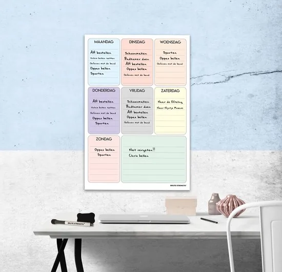Brute Strength - Magnetisch Weekplanner whiteboard (21) - 53 x 34 cm - Planbord - Familieplanner - Gezinsplanner - To Do Planner thumbnail 5