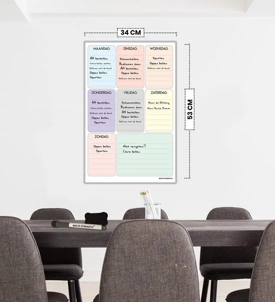 Brute Strength - Magnetisch Weekplanner whiteboard (21) - 53 x 34 cm - Planbord - Familieplanner - Gezinsplanner - To Do Planner thumbnail 6