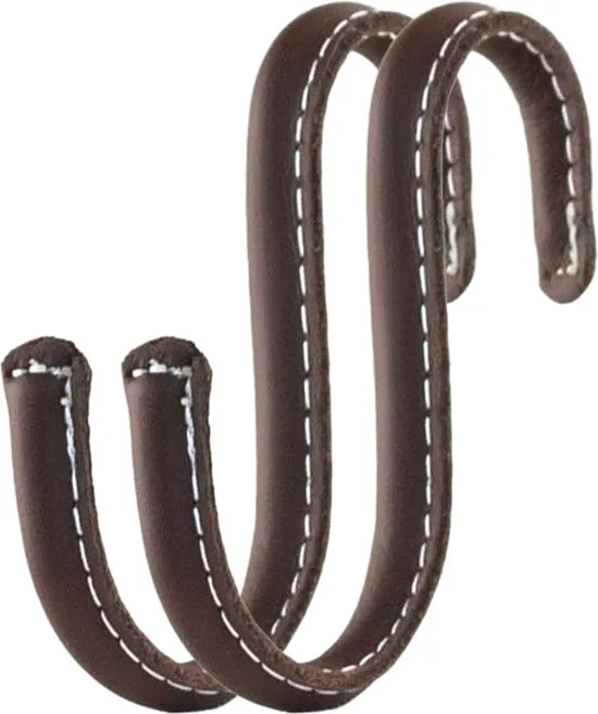 Brute Strength - Leren S-haken - Bruin - 2 stuks - Kledinghaak - Leer - Afbeelding 1