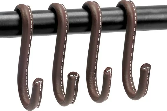 Brute Strength - Leren S-haken - Bruin - 2 stuks - Kledinghaak - Leer thumbnail 8