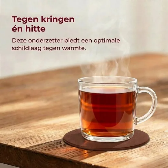 Brute Strength - Onderzetters voor glazen - Leer - Bruin - Rond - 6 stuks - Bruine leren onderzetters thumbnail 7