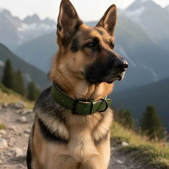 Brute Strength - Luxe leren halsband hond - Donker groen - L - (46 - 53 cm) x 3,5cm thumbnail 12