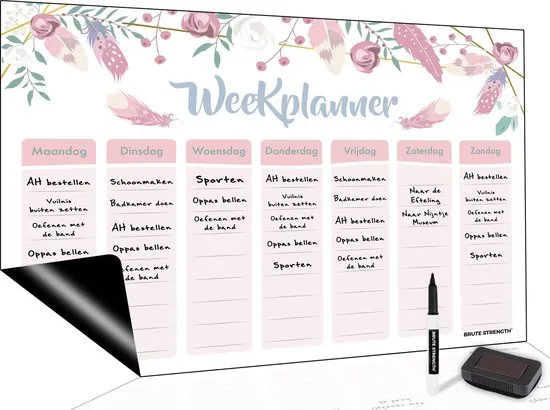 Brute Strength - Magnetisch Weekplanner whiteboard (37) - A3 - Planbord - Dagplanner kind - To Do Planner kinderen - Afbeelding 1
