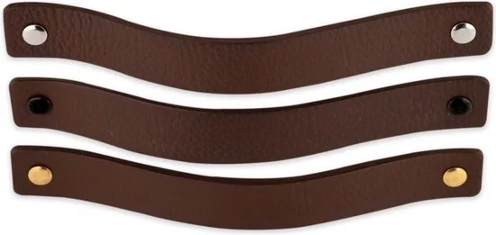 Leren handgrepen - Bruin - 48 stuks - 20,0 x 2,5 cm - incl. 3 kleuren schroeven thumbnail 5