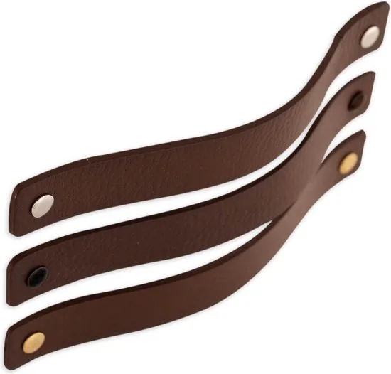 Leren handgrepen - Bruin - 48 stuks - 20,0 x 2,5 cm - incl. 3 kleuren schroeven thumbnail 7