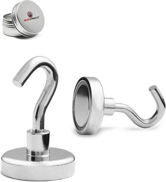 Brute Strength - Super sterke magnetische ophanghaakjes - 32 mm - 2 stuks - Ophanghaken - Magneet haakjes - Haak magneten - Afbeelding 1