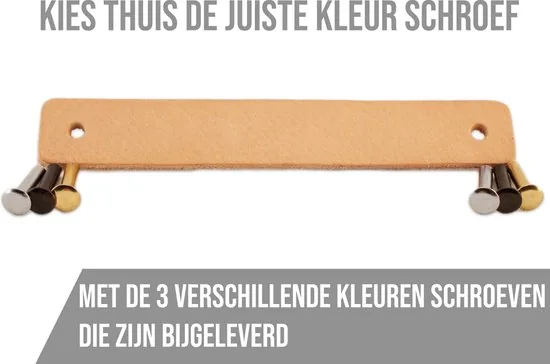 Leren handgrepen - Naturel - 12 stuks - Gevlochten - 20 x 2,5 cm - incl. 3 kleuren schroeven - Handgrepen leer thumbnail 8