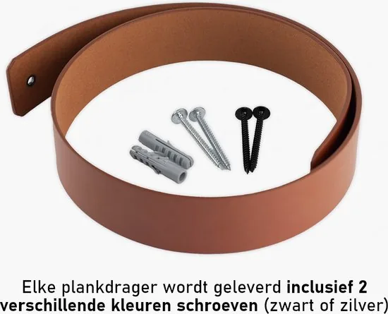 Leren plankdragers - Cognac - 2 stuks - PU lederen planken dragers - Kunstleer plank dragers - Wandplank industrieel - Legplankdrager thumbnail 8