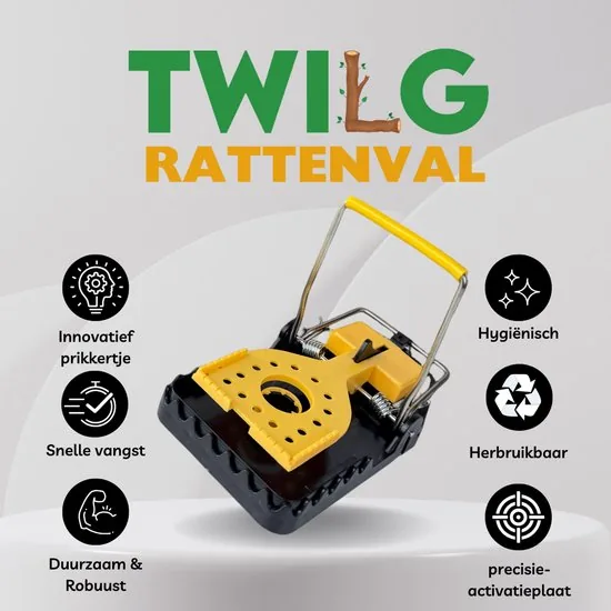TWILG - Rattenval - Rattenklem - 6 stuks - Rattenvallen voor binnen en buiten - Rattengif en rattenvergif alternatief thumbnail 4