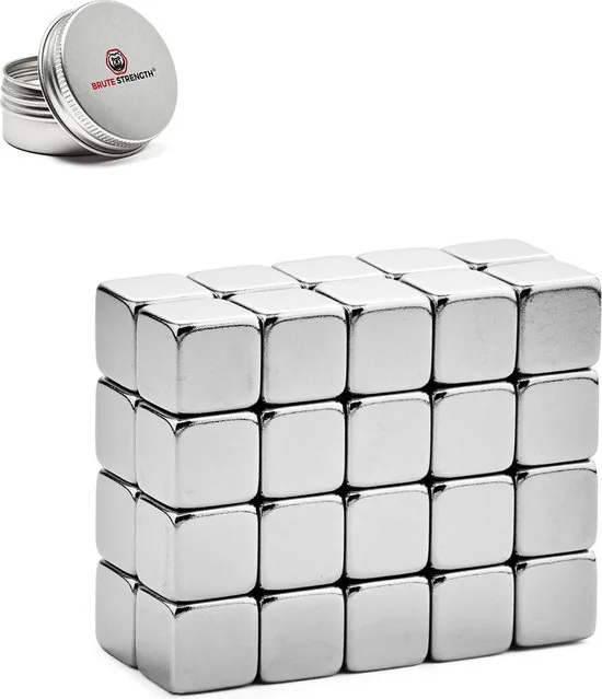 Brute Strength - Super sterke magneten - Vierkant - 10 x 10 x 10 mm - 20 Stuks - Geschikt voor radiatorfolie - Neodymium magneet sterk thumbnail 2