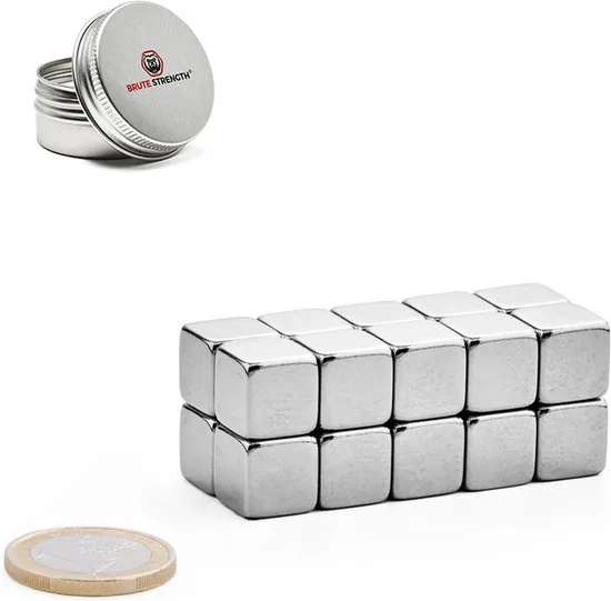Brute Strength - Super sterke magneten - Vierkant - 10 x 10 x 10 mm - 20 Stuks - Geschikt voor radiatorfolie - Neodymium magneet sterk thumbnail 3