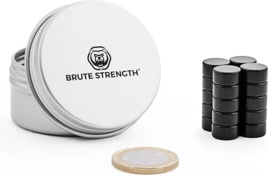 Brute Strength - Super sterke magneten - Rond - 10 x 5 mm - 20 Stuks - Zwarte magneten - Neodymium magneet sterk thumbnail 2